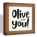 Olive You Signs, Home Kitchen Decor, Box Sign Wood Desk Sign Decors, Cute Kitchen Decor for Shelf, Olive Branch Sign, Farmhouse Decors, Home Bar