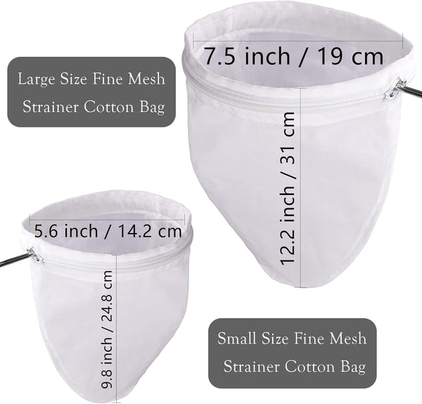 WMKGG Ultra Fine Mesh Strainer Bags, Reusable Mesh Filter Bags with Stainless Steel Handle Frame for Filter Nutmilk, Coffee, Milk, Butter, Juices