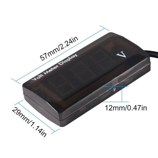 2Pcs DC 12V Car Digital Voltmeter Gauge LED Display DC 5-28V Voltage Mete Waterproof Voltage Display Voltmeter Gauge Meter Power Energy LED Volt