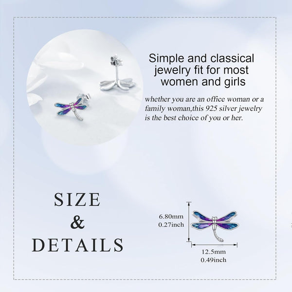 Dragonfly Earrings Gifts for Women 925 Sterling Silver Dragonfly Stud Earrings Jewelry Gifts