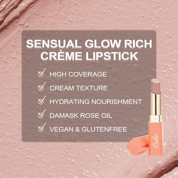 Oulac Beige Lipsticks for Women, Pale Nude Matte Lip Base, Full Coverage Lip Color, Satin Matte Finish, Cream Texture, Hydrating, Infused with