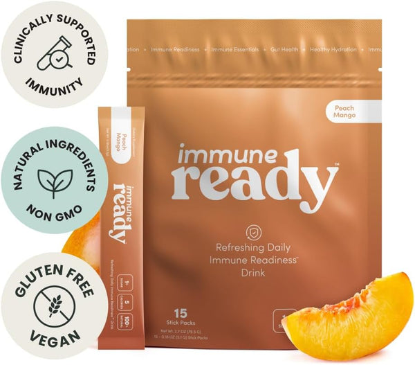 Immune Readyâ¢ Immune Boost Drink Mix - All-In-One Immune Support, Gut Health, and Electrolyte Powder Packets with Vitamin C, Beta Glucan, Zinc,