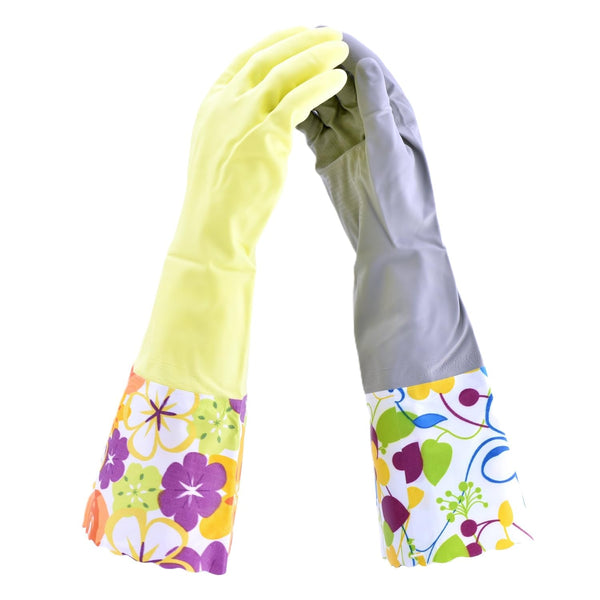 2 PAIRS Household Gloves Latex Free Cleaning Gloves with Soft Lining Long Cuff Waterproof