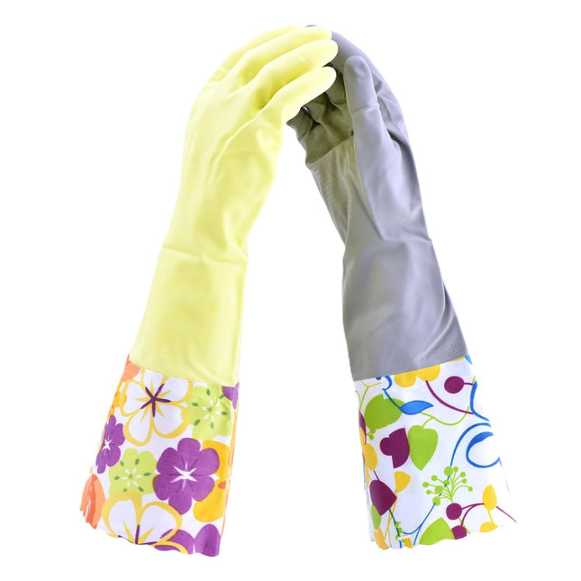 2 PAIRS Household Gloves Latex Free Cleaning Gloves with Soft Lining Long Cuff Waterproof