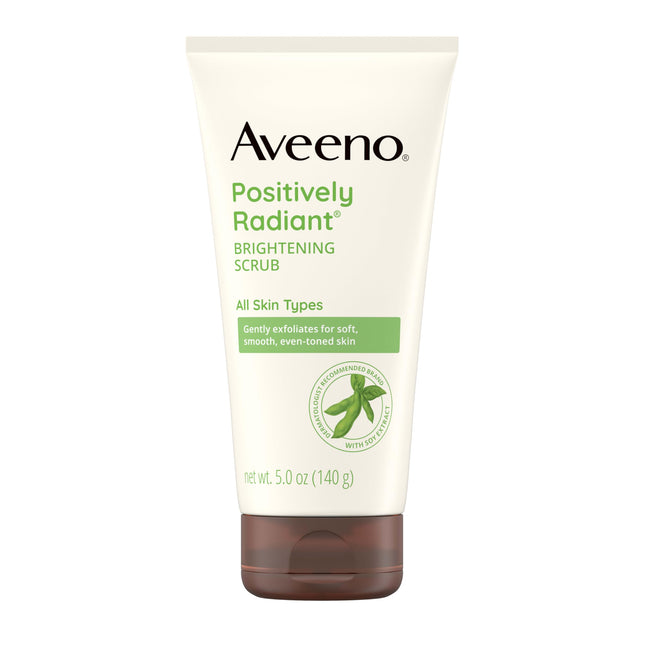 Aveeno Positively Radiant Skin Brightening Exfoliating Daily Facial Scrub, Moisture-Rich Soy Extract, Helps Improve Skin