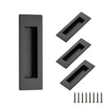 Ravinte 4 Pack Black Sliding Closet Door Handles Black Flush Pulls 4.72In Length Recessed Finger Pulls for Sliding Barn Door Sqaure Cabinet Pulls