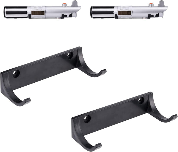 Lightsaber Hilt Wall Mount Holder Light Saber Hilt Display Rack Hook Stand, Compatible for Any Lightsaber Hilt, Black Pack of 2