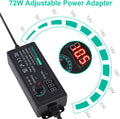 Universal Power Supply 3V~24V 3A 72W Adjustable Variable 3V 5V 9V 12V 18V 20V 24V AC/DC Adapter Charger, 100V-240V AC to DC Converter with 14
