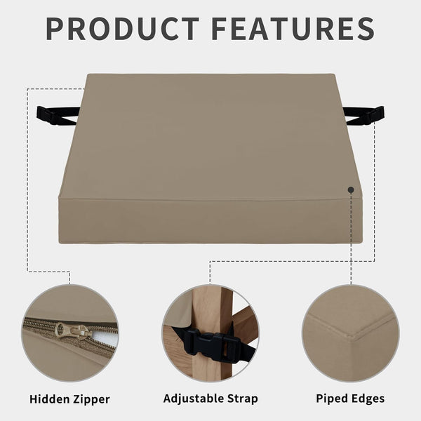 Easy-Going Waterproof Patio Seat Cushion Covers 22X20X4 Inch 2 Pack Replacement Non-Slip Outdoor Cushion Slipcover with Zipper and Adjustable