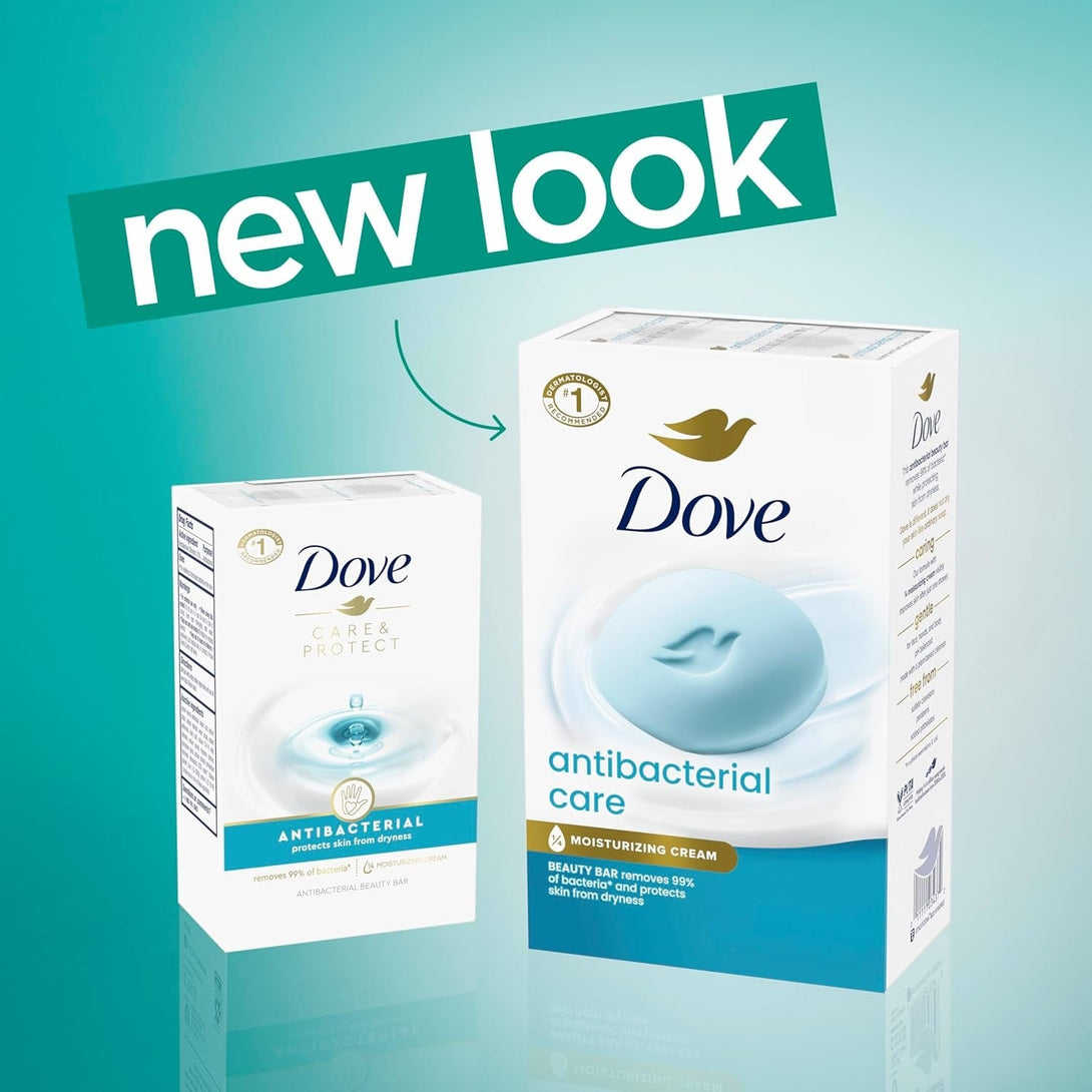 Dove Beauty Bar Soap Antibacterial Care 6 Count for Clean, Moisturized Skin, Removes Bacteria 3.75 Oz