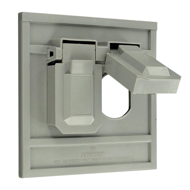 Leviton 4986-GY 1-Gang Duplex Device Wallplate Cover, Oversize, Weather-Resistant, Thermoplastic, Device Mount, Horizont
