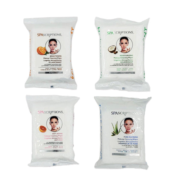 Spascriptionsâ¢ Anti-Aging, Brightening, Moisturizing & Pore Refining Towelettes Removes Waterproof Makeup, Revives with Collagen, Vitamin C,