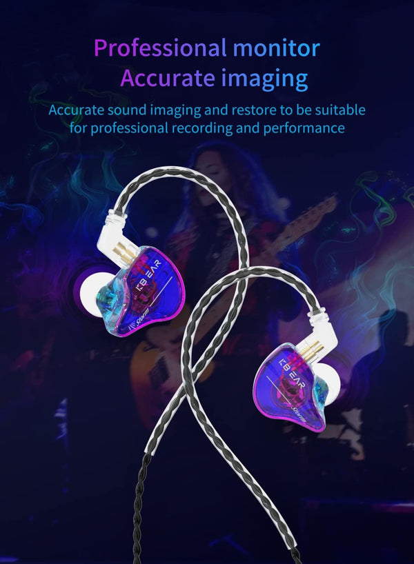 YINYOO KBEAR Storm Professional in Ear Headphones Monitor Earphones for Singers Drummers Musicians Bassists, Custom Wired Earbuds IEM, Hi Res
