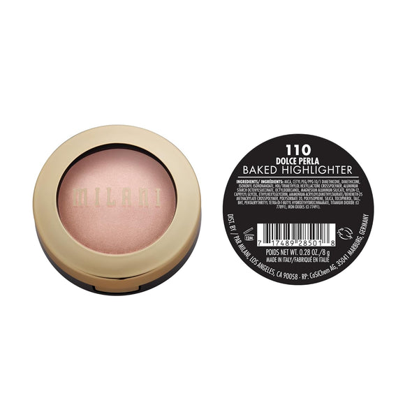 Milani Baked Highlighter - Dolce Perla, Cruelty-Free Powder Highlighter, Highlight Face for a Shimmery or Matte Finish, 0.25 Ounce