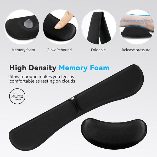 Zibly Ergonomic Gel Memory Foam Keyboard Wrist Rest & Mousepad Rests for Computer, Silky Wrist Rest for Typing, Laptop, and Mouse Desk Pads