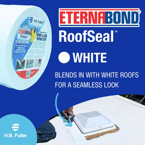 Eternabond Roofseal White 4" X50' Microsealant UV Stable RV Roof Seal Repair Tape | 35 Mil Total Thickness - EB-RW040-50R - One-Step Durable,