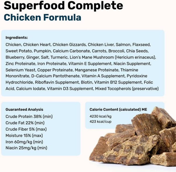 Superfood Complete, Air-Dried Adult Dog Food - High Protein, Zero Fillers, Superfood Nutrition by Katherine Heigl (24 Oz., Premium Chicken)