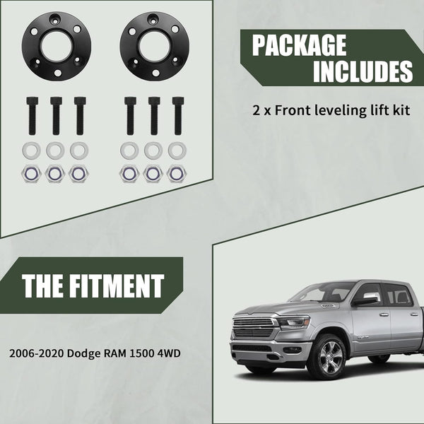 AUTOPTIM 2" Front Leveling Lift Kit, Replacement for 2006-2024 Ram 1500 4WD, 2005-2011 Dakota 2WD Strut Spacers