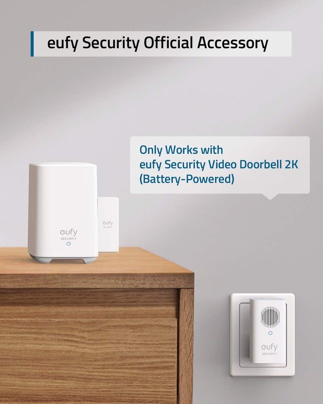 Eufy Security Video Doorbell Add-On Chime, Requires Video Doorbell 2K (Battery Powered) or Video Doorbell Dual, Simultan