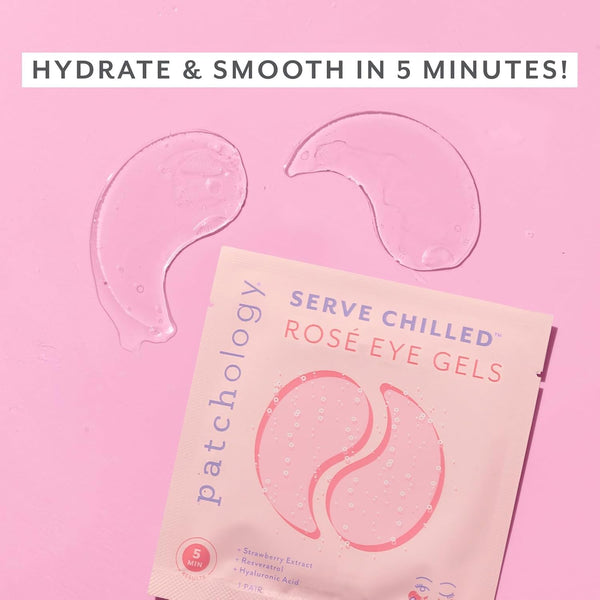Patchology Serve Chilled RosÃ© Hydrating under Eye Patches â Hyaluronic Acid & Antioxidant-Infused Eye Masks to Reduce Dark Circles, Puffiness &