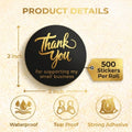 500 Pcs 2 Inch Thank You Stickers for Small Business â Black Waterproof Self-Adhesive Labels with 4 Elegant Designs â Durable Envelope Seals for