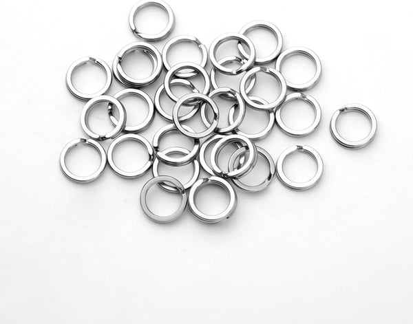 30Pcs Split Rings, 8Mm Stainless Steel Small Key Chain Mini Keychain Rings Split Open Jump Rings for Jewelry Making Metal Keyring Connectors Key