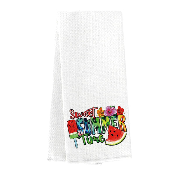Hello Summer Kitchen Dish Towel Summer Watermelon Lover Gifts Tea Towel for Tea Room Toilet Bathroom Home Kitchen Decor Accessories