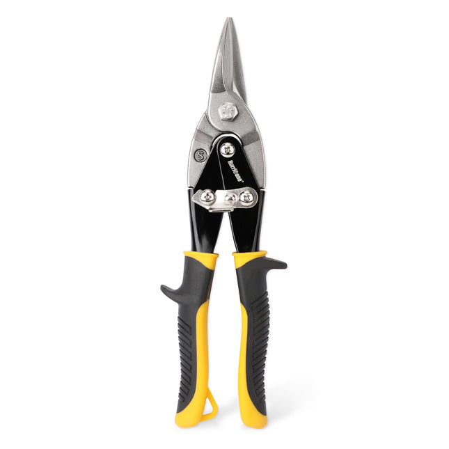 HURRICANE 10 Inch Aviation Tin Snips, Heavy Duty Metal Cutter Shears for Cutting Sheet Metal, Straight Cut, Chrome Vanad