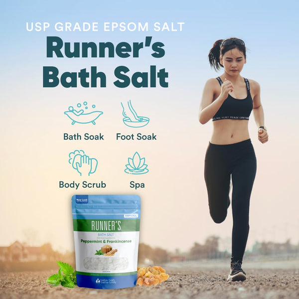 Runner'S Bath Salt 32 Ounces Epsom Salt with Natural Peppermint, Frankincense, Lemon, Cypress, Tea Tree and Lemongrass Essential Oils plus Vitamin