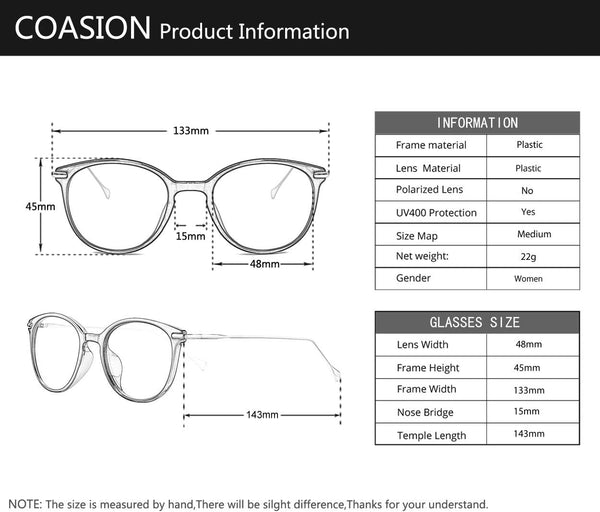 COASION Blue Light Blocking Glasses for Women Vintage round anti Blue Ray Computer Game Eyeglasses Small Face