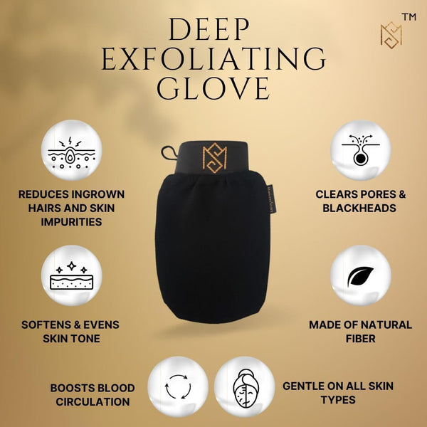 Exfoliating Glove Kessa Mitt Body Scrubber - Dead Skin Remover Shower Glove for Dead Skin Scrubbing and Deep Pore Cleansing - by Moroccansource (1