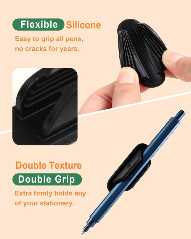 Adhesive Pencil Holders for Desk Set of 10 - Silicone Pen Holder with 15 PCS Upgraded Adhesive Pads - Flexible Pencil Ho
