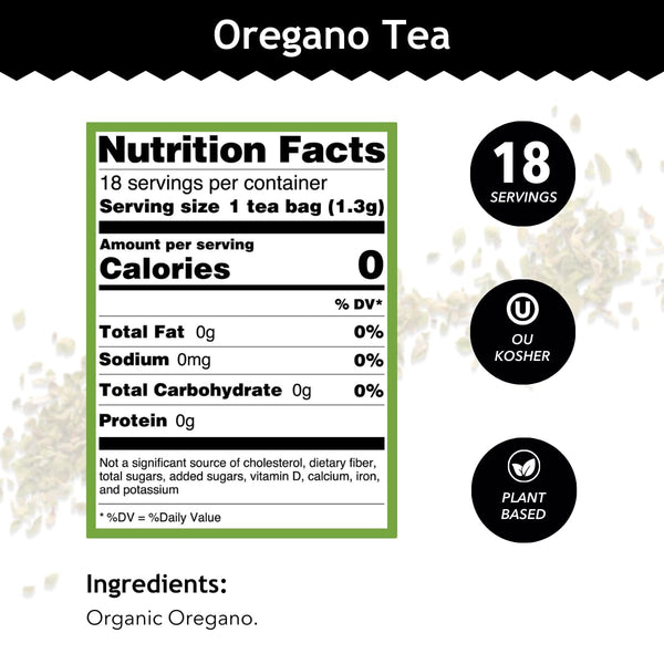 Buddha Teas - Organic Oregano Tea - Herbal Tea - for Health & Wellbeing - with Antioxidants & Minerals - Clean Ingredients - Caffeine Free - OU