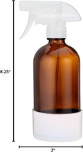 Rail19 Refillable Amber Glass Cleaning Spray Bottle with Silicone Sleeve, 16Oz (Clear Trigger/White Sleeve)