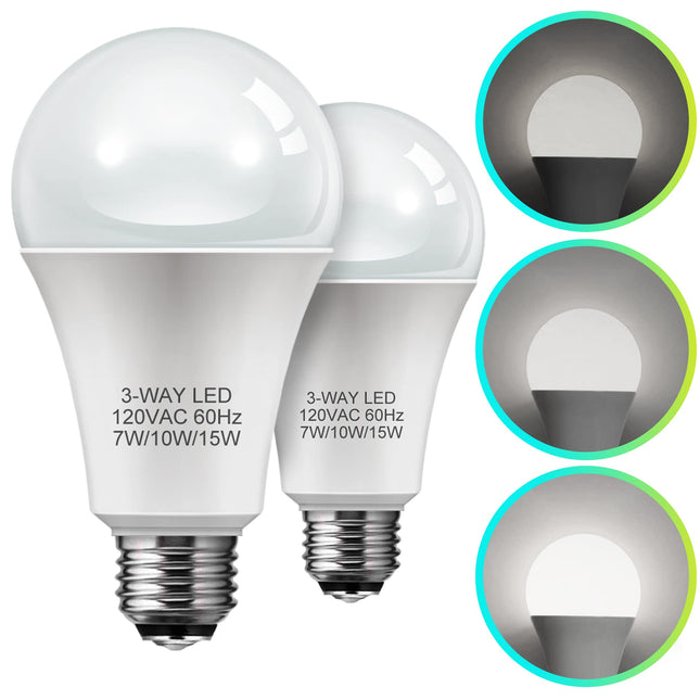 3 Way Light Bulbs, LOHAS 3 Way LED Light Bulbs 50 100 150W Equivalent, Daylight White 5000K, Three Way A19 Light Bulbs, 