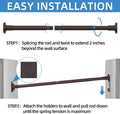 Matte Bronze Shower Curtain Rod,1 Inch Diameter Stainless Steel Adjustable Spring Tension Rods 32 to 68",With Holders,Anti-Slip,Curtain Rods No