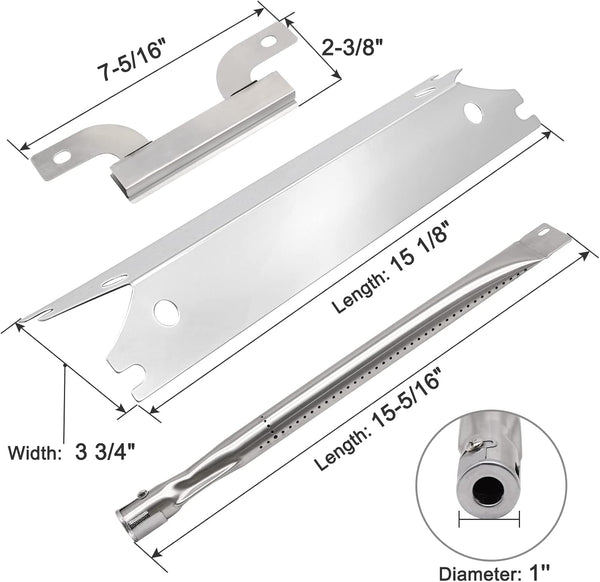 Grill Replacement Parts for Brinkman Brinkmann 810-2410-S 810-2411-S, Stainless Steel Burner Tubes, Heat Plate Shields and Carryover Crossover