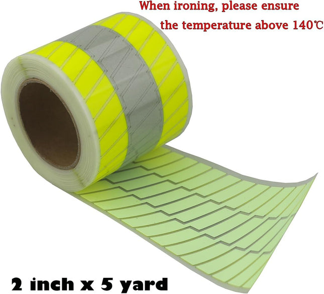 High Visibility Silver Reflective Heat Transfer Vinyl Iron on Tape for Clothing Fluorescent Yellow Striped-2# (2 Inch X 