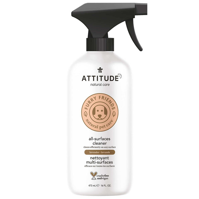 ATTITUDE All Surface Cleaner for Pets, Plant and Mineral-Based Ingredients, Vegan and Cruelty-Free, Lavender, 16 Fl Oz