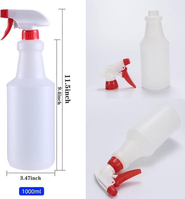Tergy 10 Packs 32Oz Empty Spray Bottles Plastic Heavy Duty Refillable Spray Bottles with Adjustable Nozzle and Measureme