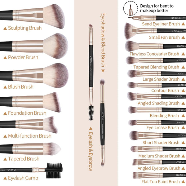 MAGEFY Makeup Brushes, 22 Pcs Professional Premium Synthetic Makeup Brush Set with Case, Foundation Eyeshadow Brush Travel Make up Brushes Set