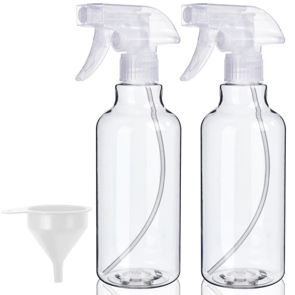 Plastic Spray Bottles, 2-Pack, 16.9 Oz, Mist & Stream, Heavy Duty Spraying, Empty Water Spray Bottle for Cleaning Solutions, Essential Oils, Hair,