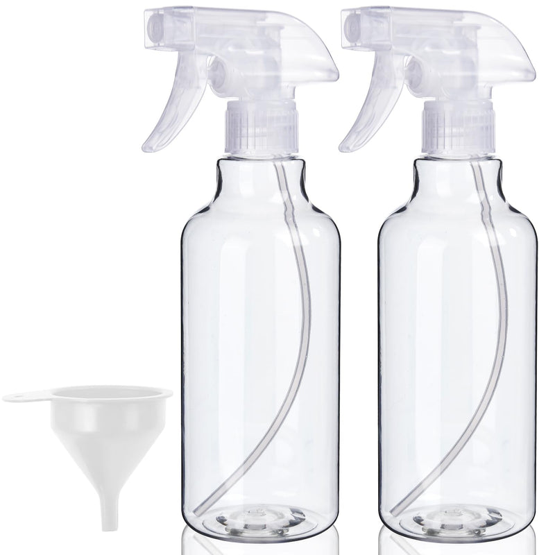 Plastic Spray Bottles, 2-Pack, 16.9 Oz, Mist & Stream, Heavy Duty Spraying, Empty Water Spray Bottle for Cleaning Solutions, Essential Oils, Hair,
