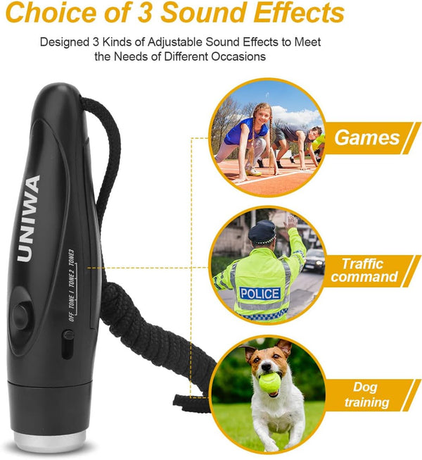 UNIWA Electronic Whistles, 2 Pack Handheld 3 Tone High Volume Electric Whistle with Lanyard for Teacher Coach Referee, Loudest Emergency Whistle