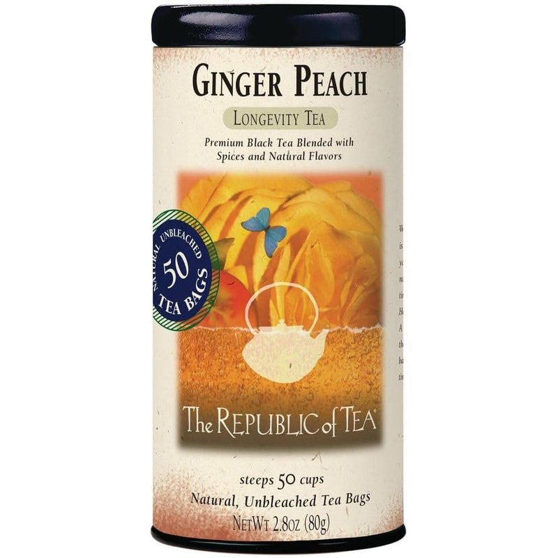 The Republic of Tea Ginger Peach Black Tea, Caffeinated, 50 Count