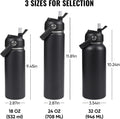 24Oz Insulated Stainless Steel Water Bottle, Wide Mouth Double Wall Vacuum, Silicone Straw, Sweat & Leak Proof, BPA Free Insulated Water Flask for
