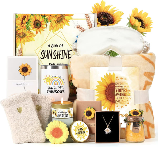 Sending Sunshine Gift, Sunflower Gifts for Women, Care Package, Birthday Gifts Box, Get Well Soon Gifts Basket Thinking of You Gift for Women,