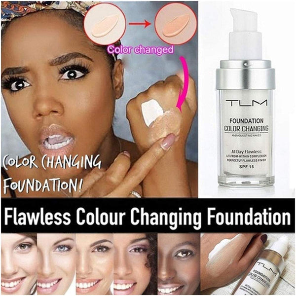 5PCS TLM Colour Changing Foundation Makeup Set Matte Liquid Full Coverage Oil Control Breathable Invisible Cover Concealer Foundation with Face
