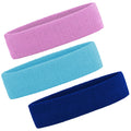 3 Pack Men & Women Sweatband Headband Terry Cloth Moisture Wicking for Sports Tennis Gym Work Out