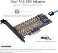 Dual M.2 PCIE Adapter for SATA or PCIE Nvme SSD with Advanced Heat Sink Solution,M.2 SSD NVME (M Key) and SATA (B Key) 22110 2280 2260 2242 2230